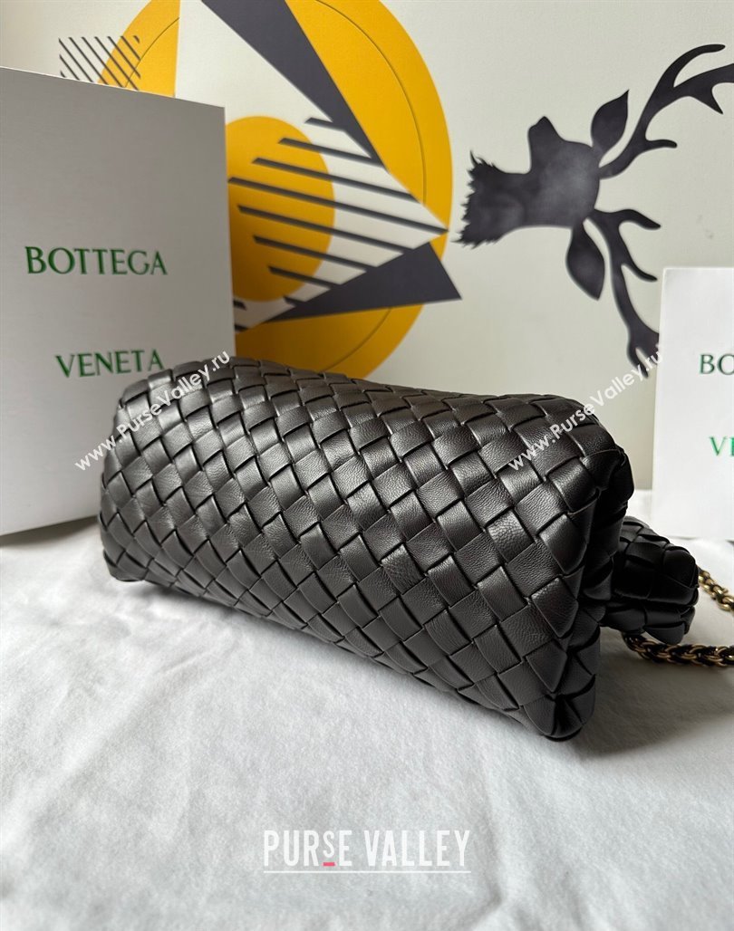 Bottega Veneta Teen Lauren 1980 Clutch With Chain in Intrecciato Leather Fondant Brown 2024 785807 (WT-240528065)