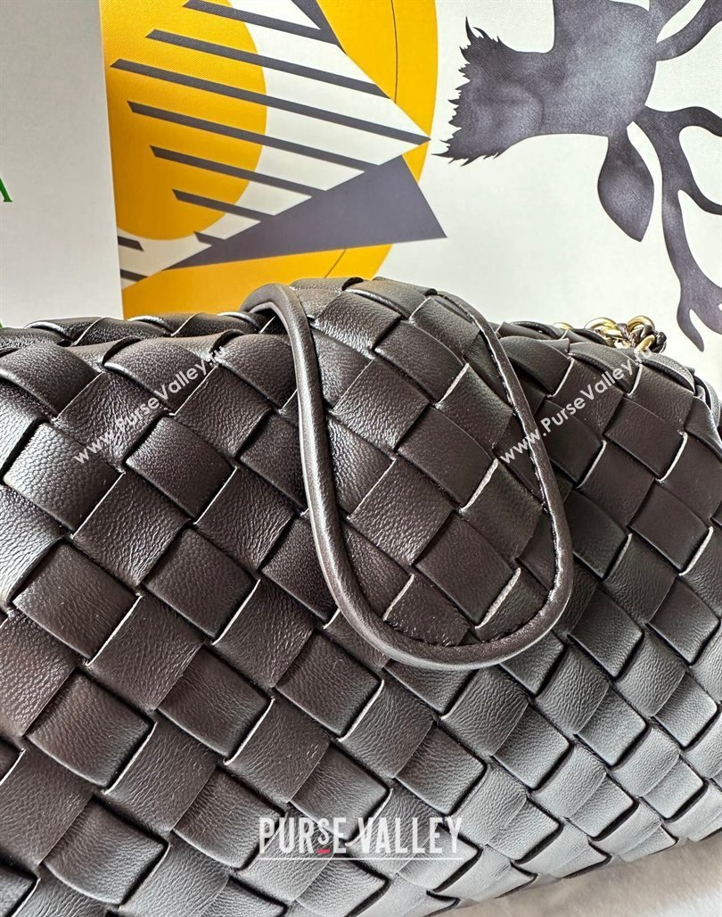 Bottega Veneta Teen Lauren 1980 Clutch With Chain in Intrecciato Leather Fondant Brown 2024 785807 (WT-240528065)