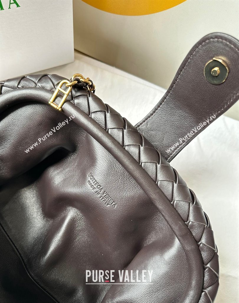 Bottega Veneta Teen Lauren 1980 Clutch With Chain in Intrecciato Leather Fondant Brown 2024 785807 (WT-240528065)