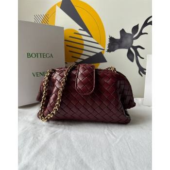 Bottega Veneta Teen Lauren 1980 Clutch With Chain in Intrecciato Leather Burgundy 2024 785807 (WT-240528066)