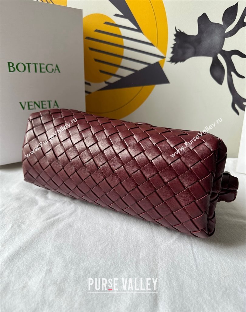 Bottega Veneta Teen Lauren 1980 Clutch With Chain in Intrecciato Leather Burgundy 2024 785807 (WT-240528066)