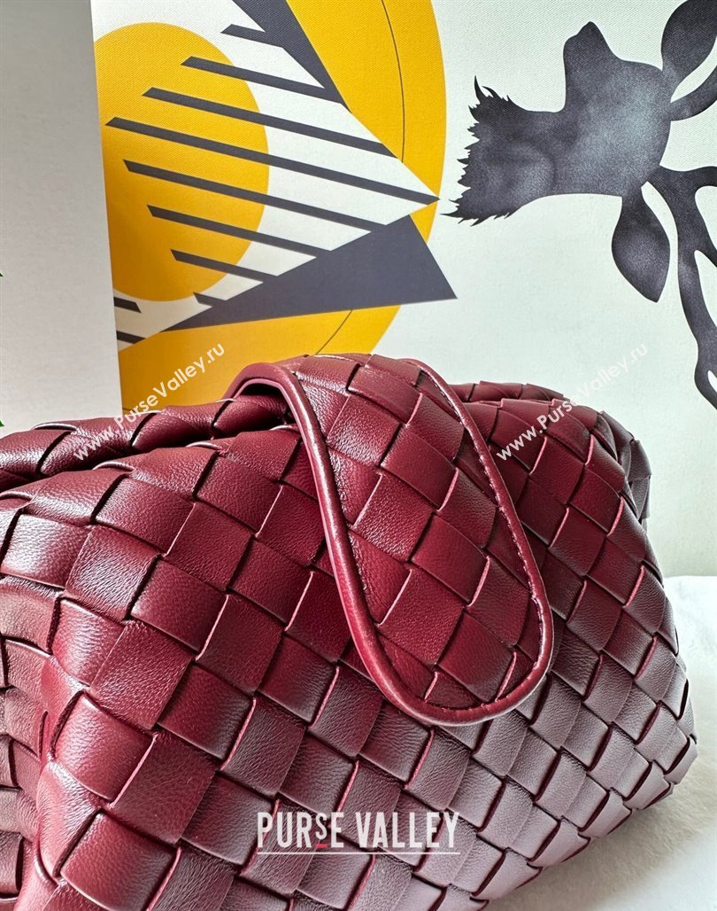 Bottega Veneta Teen Lauren 1980 Clutch With Chain in Intrecciato Leather Burgundy 2024 785807 (WT-240528066)