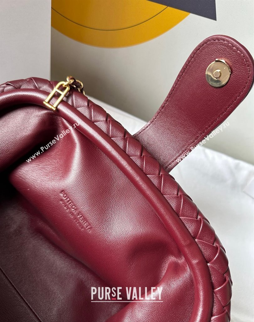 Bottega Veneta Teen Lauren 1980 Clutch With Chain in Intrecciato Leather Burgundy 2024 785807 (WT-240528066)