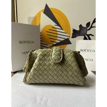 Bottega Veneta Teen Lauren 1980 Clutch With Chain in Intrecciato Leather Travertine Green 2024 785807 (WT-240528064)