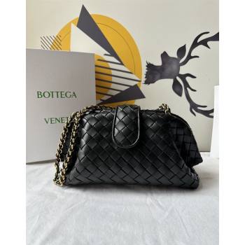 Bottega Veneta Teen Lauren 1980 Clutch With Chain in Intrecciato Leather Black 2024 785807 (WT-240528068)