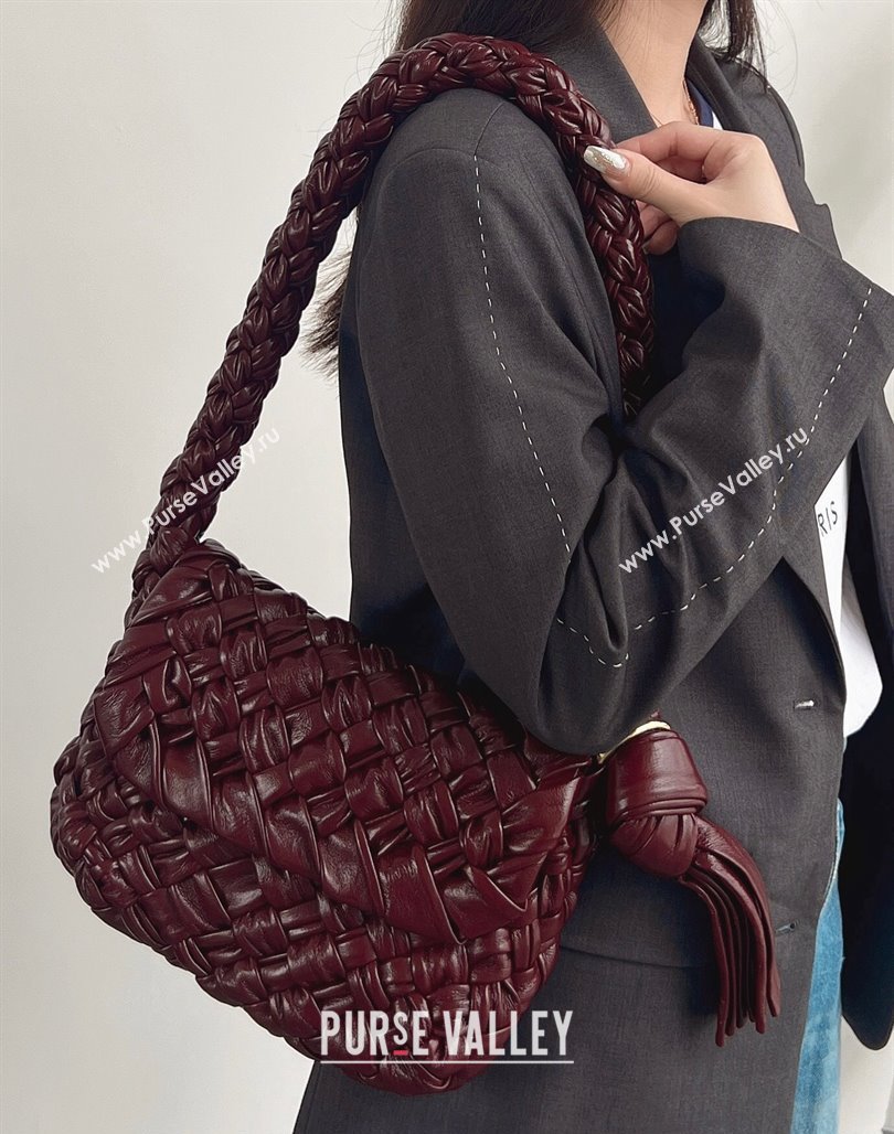 Bottega Veneta Kalimero Città Shoulder bag with Knot Barolo Red 2024 785797 (WT-240528072)