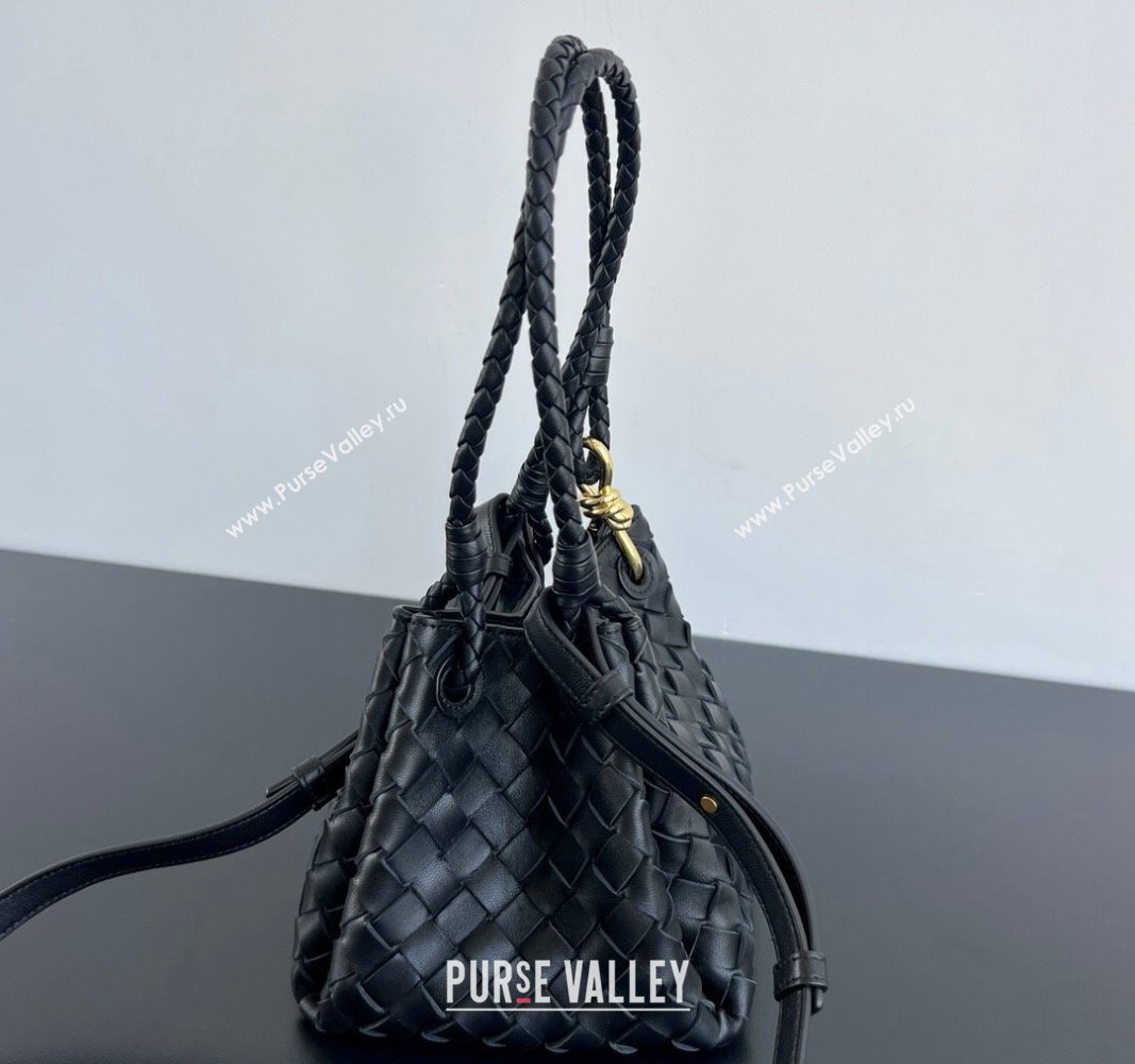 Bottega Veneta Small Parachute Shoulder Bag in Intrecciato Leather 796569 Black 2024 (WT-240621012)