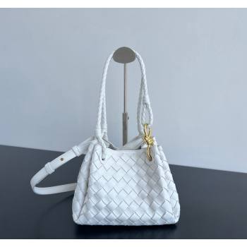 Bottega Veneta Small Parachute Shoulder Bag in Intrecciato Leather 796569 White 2024 (WT-240621013)