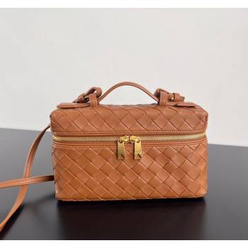 Bottega Veneta Bang Bang Vanity Case in Intrecciato Leather Wood Brown 2024 789109 (WT-240621016)