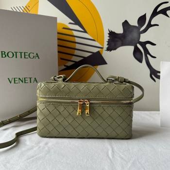 Bottega Veneta Bang Bang Vanity Case in Intrecciato Leather Travertine Green 2024 789109 (WT-240621017)