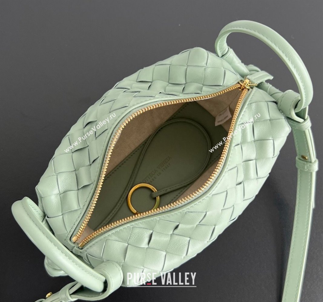 Bottega Veneta Small Loop Cross-Body Bag in Intrecciato Leather 796615 New sauge Green 2024 (WT-240621004)