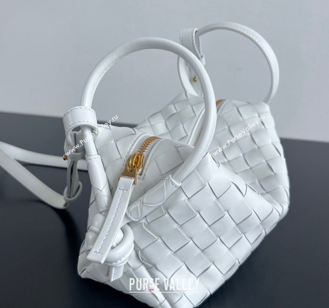 Bottega Veneta Small Loop Cross-Body Bag in Intrecciato Leather 796615 White 2024 (WT-240621007)