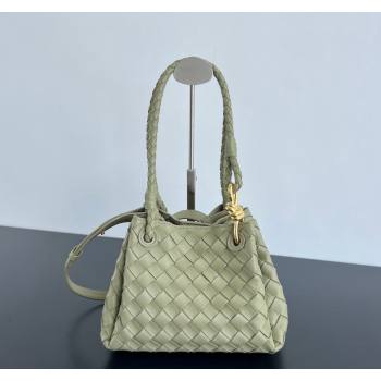 Bottega Veneta Small Parachute Shoulder Bag in Intrecciato Leather 796569 Travertine Green 2024 (WT-240621009)