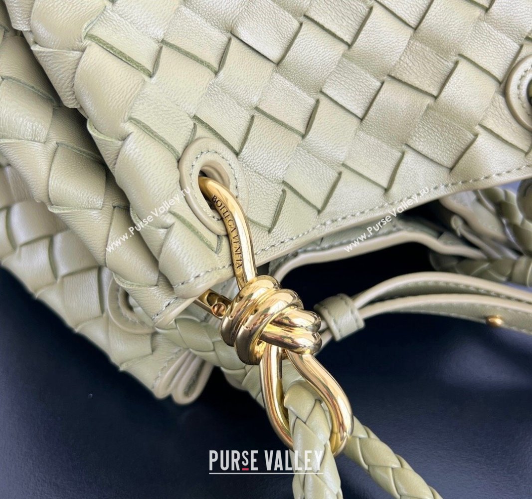 Bottega Veneta Small Parachute Shoulder Bag in Intrecciato Leather 796569 Travertine Green 2024 (WT-240621009)