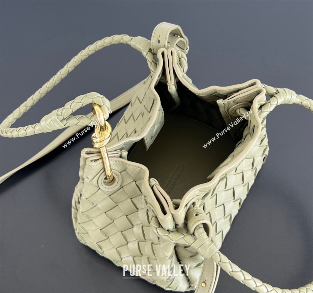 Bottega Veneta Small Parachute Shoulder Bag in Intrecciato Leather 796569 Travertine Green 2024 (WT-240621009)