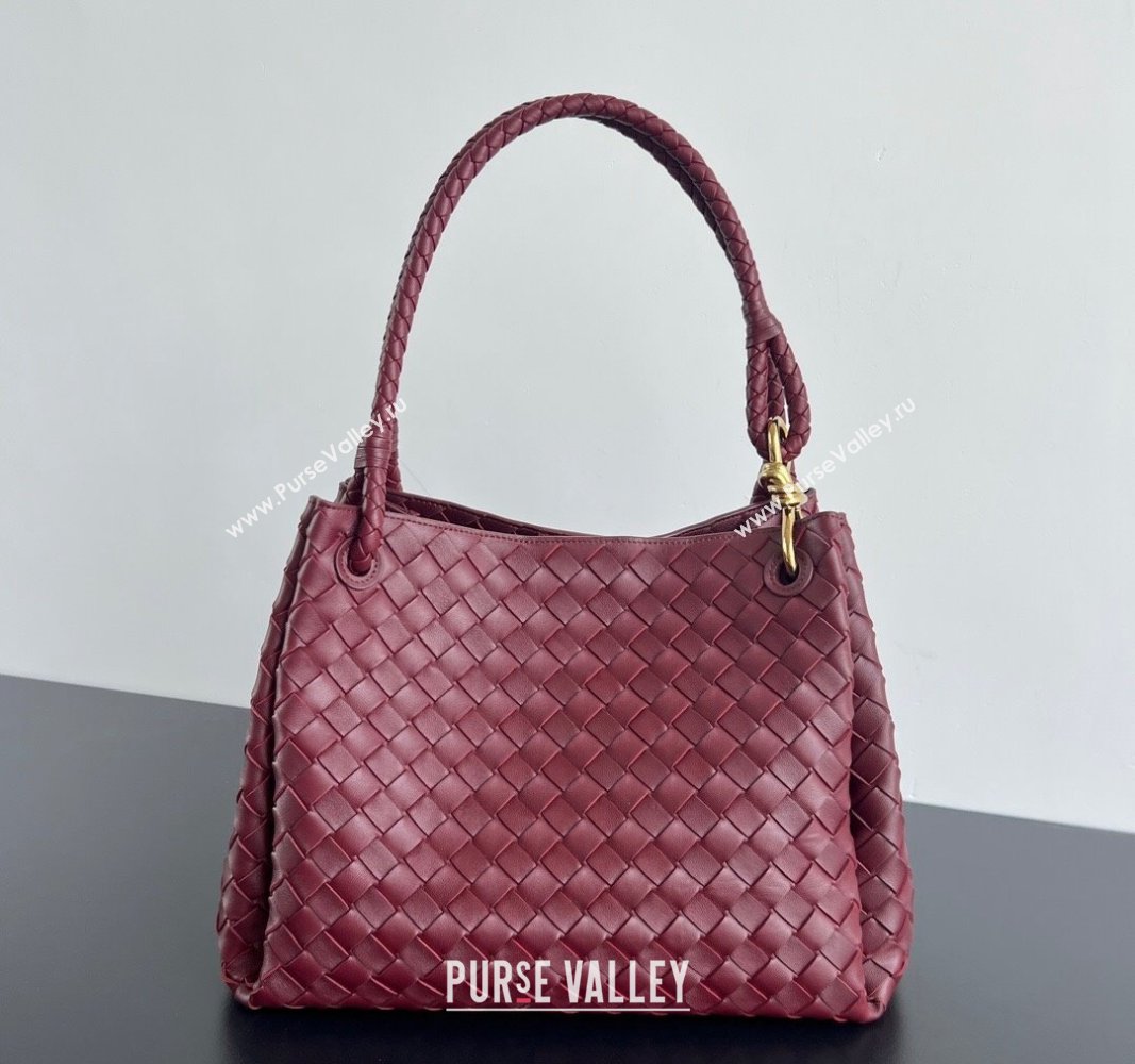 Bottega Veneta Large Parachute Shoulder Bag in Intrecciato Leather 796571 Burgundy 2024 (WT-240712012)