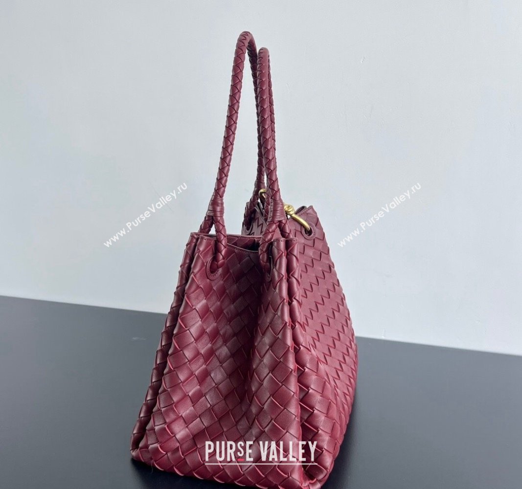 Bottega Veneta Large Parachute Shoulder Bag in Intrecciato Leather 796571 Burgundy 2024 (WT-240712012)