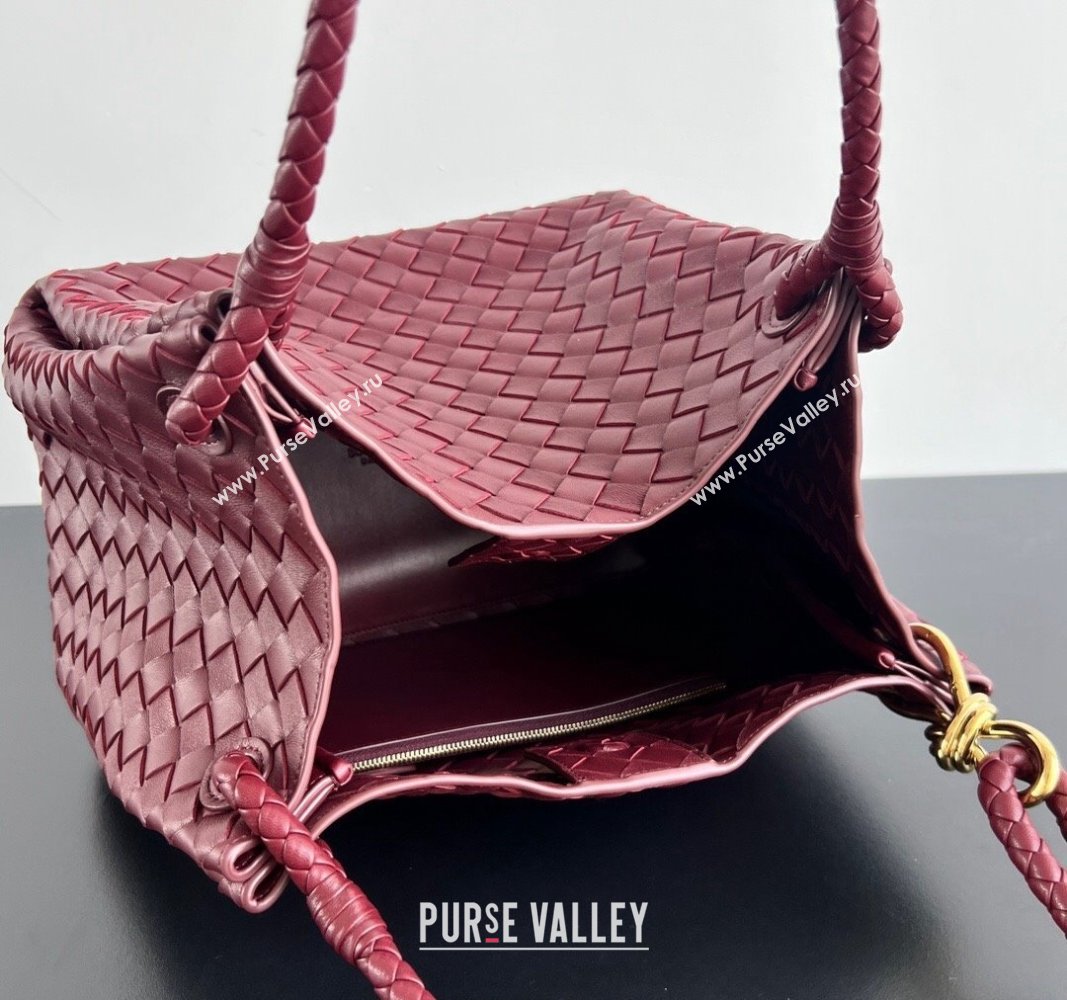 Bottega Veneta Large Parachute Shoulder Bag in Intrecciato Leather 796571 Burgundy 2024 (WT-240712012)