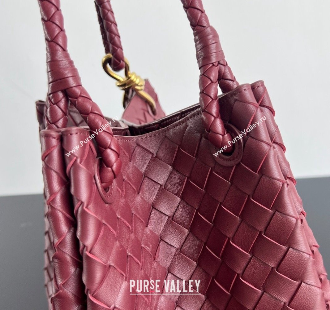 Bottega Veneta Large Parachute Shoulder Bag in Intrecciato Leather 796571 Burgundy 2024 (WT-240712012)