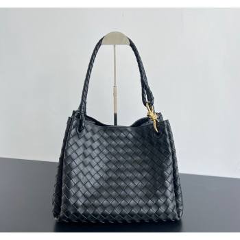 Bottega Veneta Large Parachute Shoulder Bag in Intrecciato Leather 796571 Black 2024 (WT-240712015)