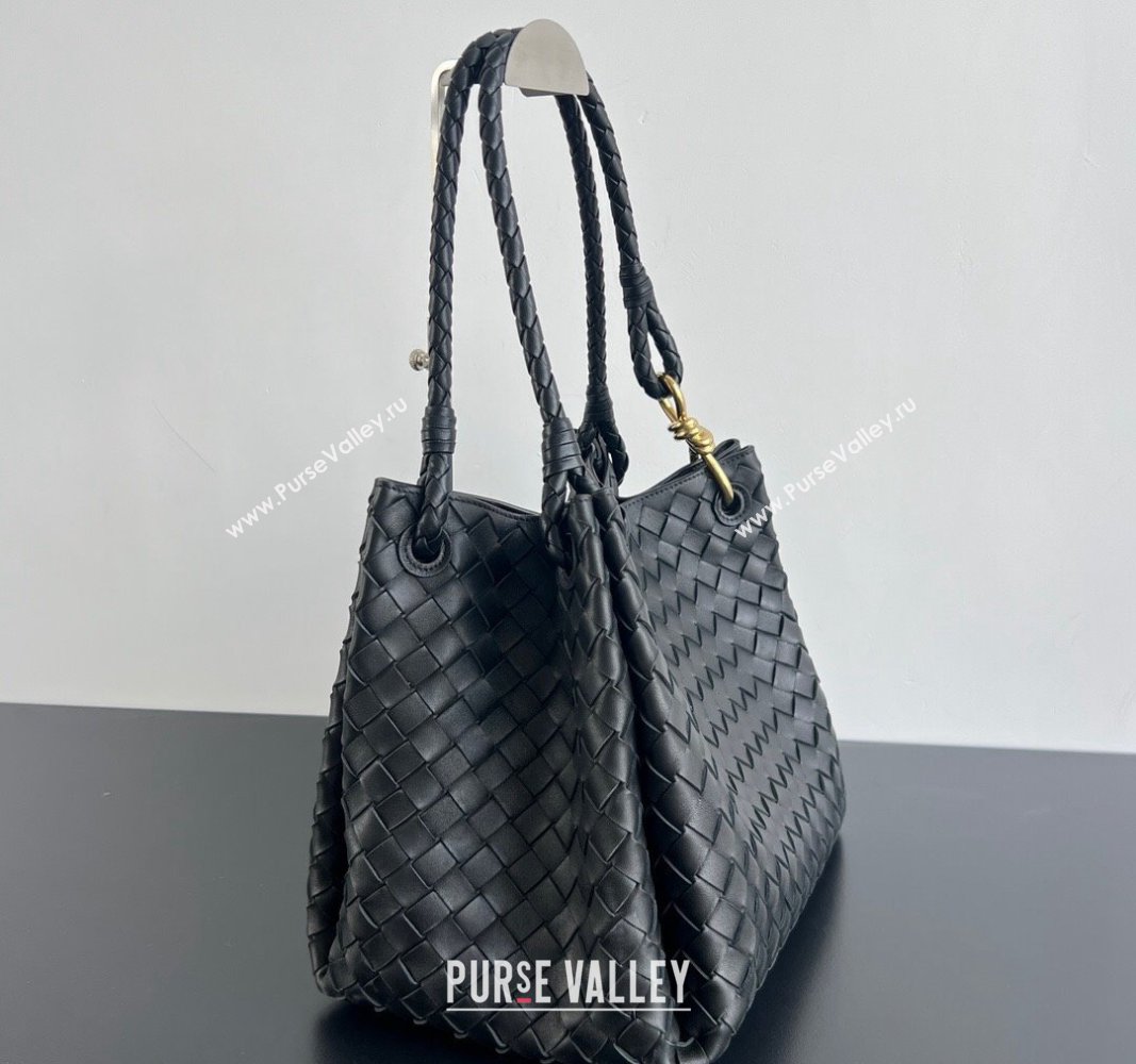 Bottega Veneta Large Parachute Shoulder Bag in Intrecciato Leather 796571 Black 2024 (WT-240712015)