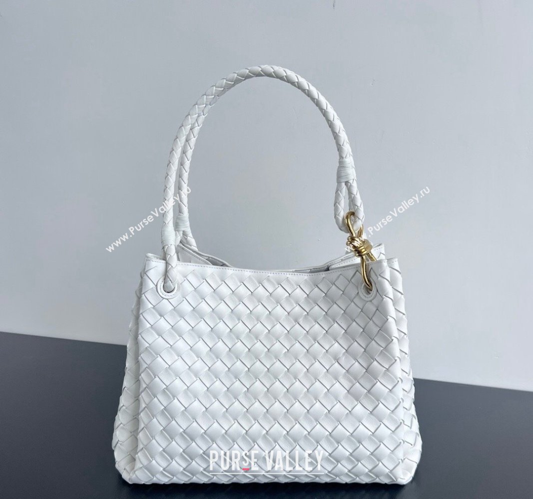 Bottega Veneta Large Parachute Shoulder Bag in Intrecciato Leather 796571 White 2024 (WT-240712017)