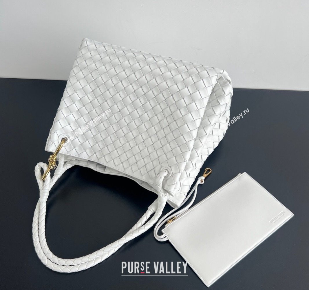 Bottega Veneta Large Parachute Shoulder Bag in Intrecciato Leather 796571 White 2024 (WT-240712017)