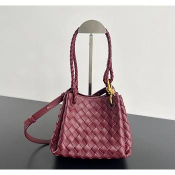Bottega Veneta Small Parachute Shoulder Bag in Intrecciato Leather 796569 Burgundy 2024 (WT-240712018)