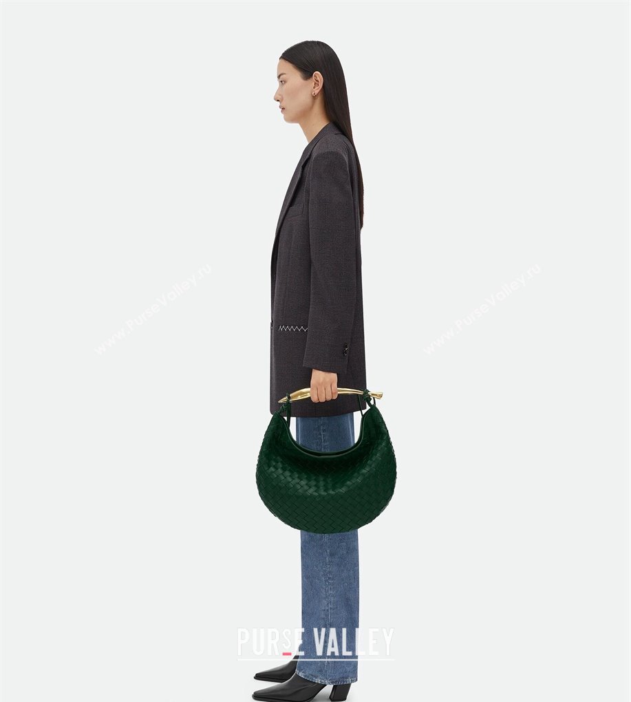 Bottega Veneta Medium Sardine Bag in Intrecciato Leather Emerald Green 2024 754988 (WT-240712021)