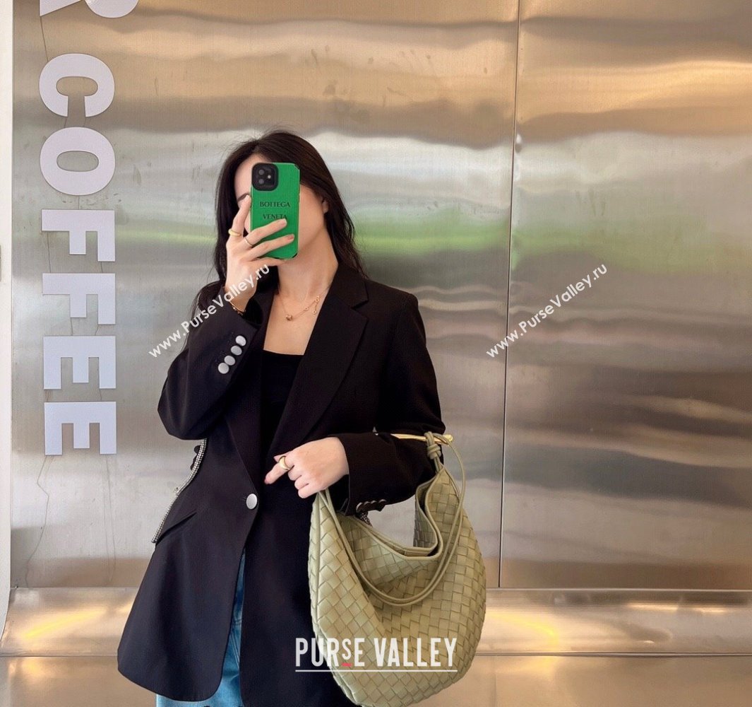 Bottega Veneta Large Sardine Bag in Intrecciato Leather Travertine Green 2025 754988 (WT-250519013)