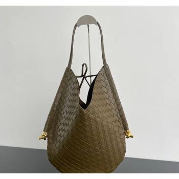 Bottega Veneta Medium Solstice Shoulder Bag in Intrecciato Leather Mud Green 2024 740990 (WT-240712025)
