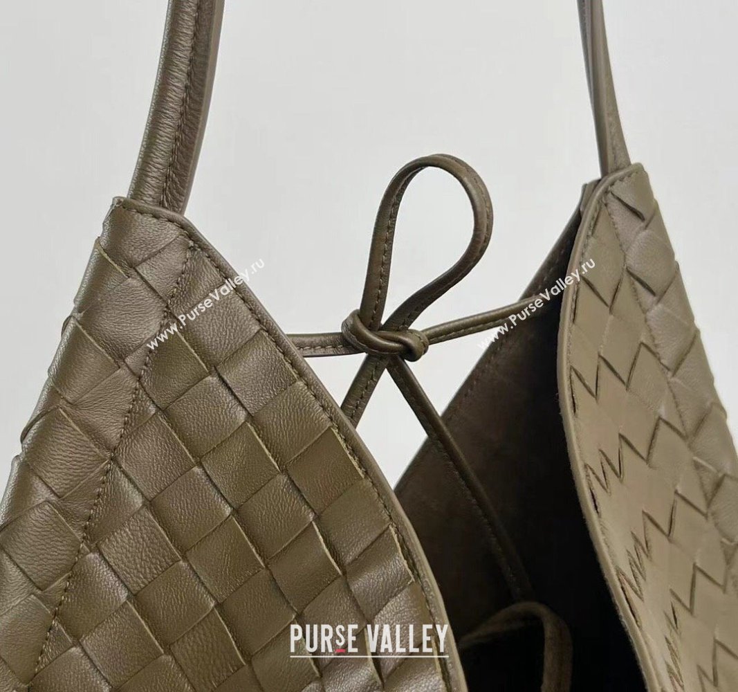 Bottega Veneta Medium Solstice Shoulder Bag in Intrecciato Leather Mud Green 2024 740990 (WT-240712025)