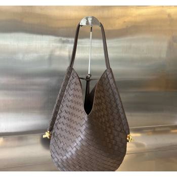 Bottega Veneta Medium Solstice Shoulder Bag in Intrecciato Leather Fondant Brown 2024 740990 (WT-240712026)