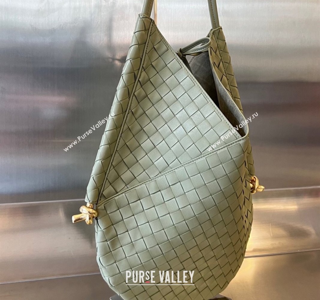 Bottega Veneta Medium Solstice Shoulder Bag in Intrecciato Leather Travertine Green 2024 740990 (WT-240712028)