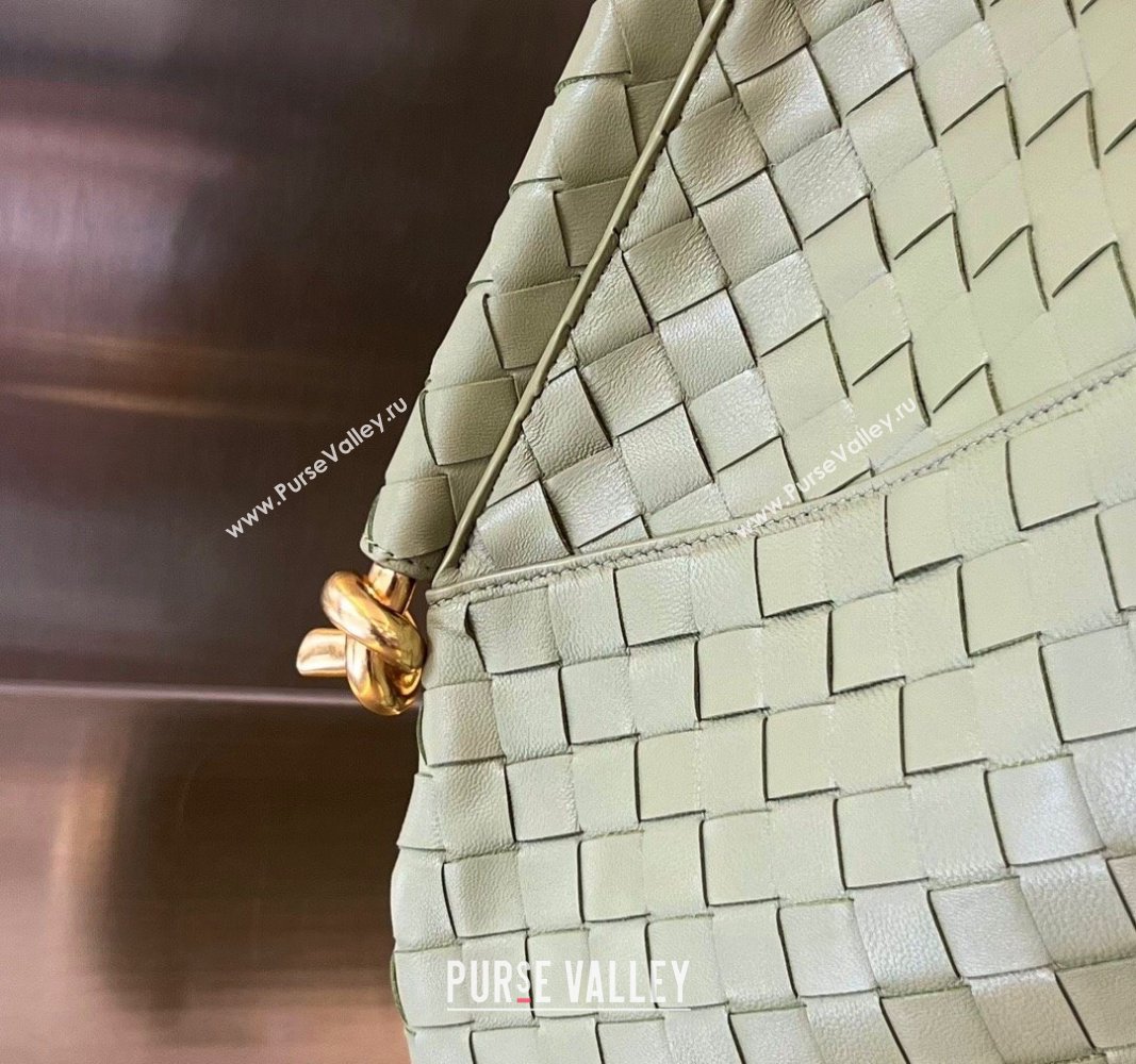 Bottega Veneta Medium Solstice Shoulder Bag in Intrecciato Leather Travertine Green 2024 740990 (WT-240712028)