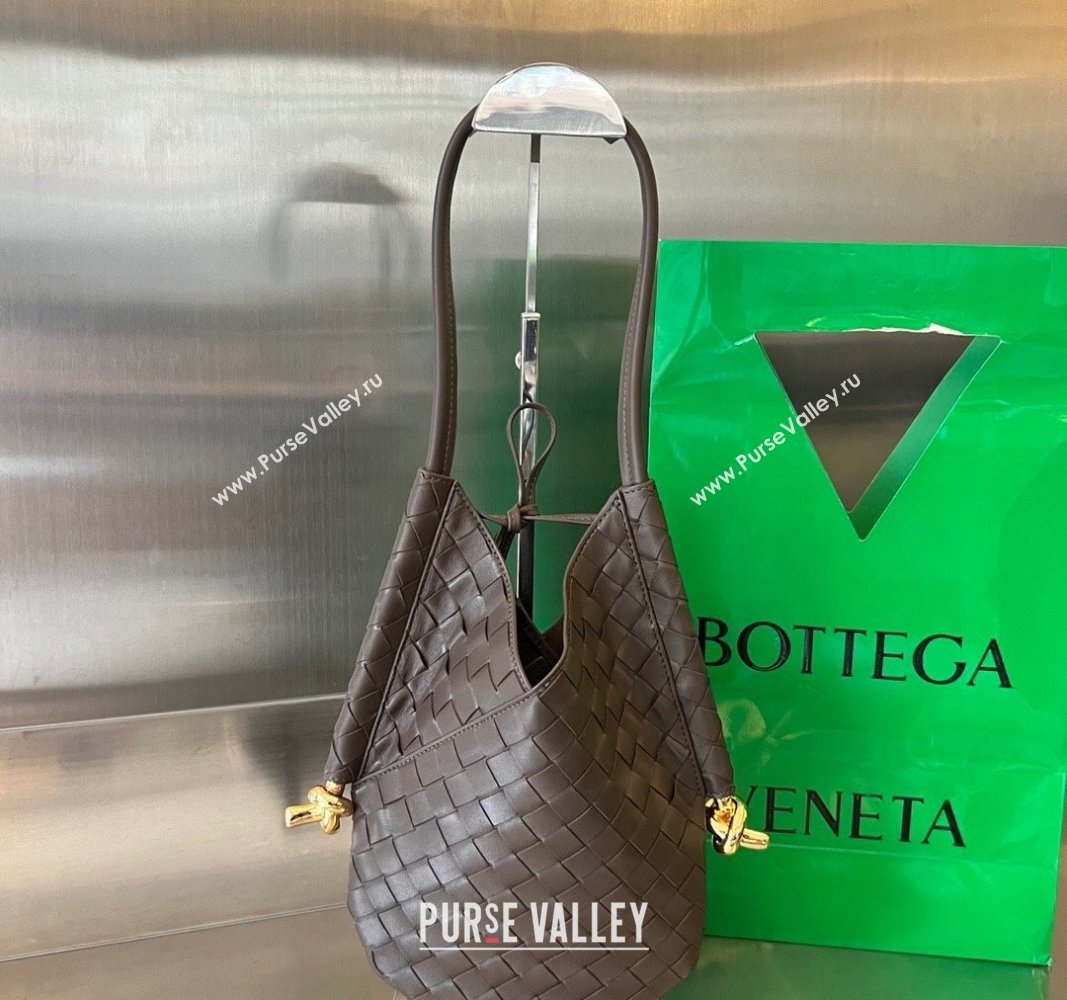 Bottega Veneta Small Solstice Shoulder Bag in Intrecciato Leather Fondant Brown 2024 740898 (WT-240712030)