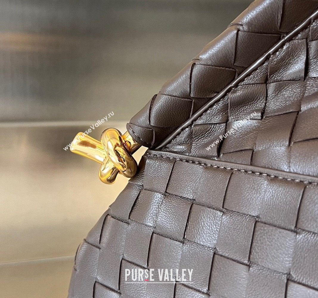 Bottega Veneta Small Solstice Shoulder Bag in Intrecciato Leather Fondant Brown 2024 740898 (WT-240712030)