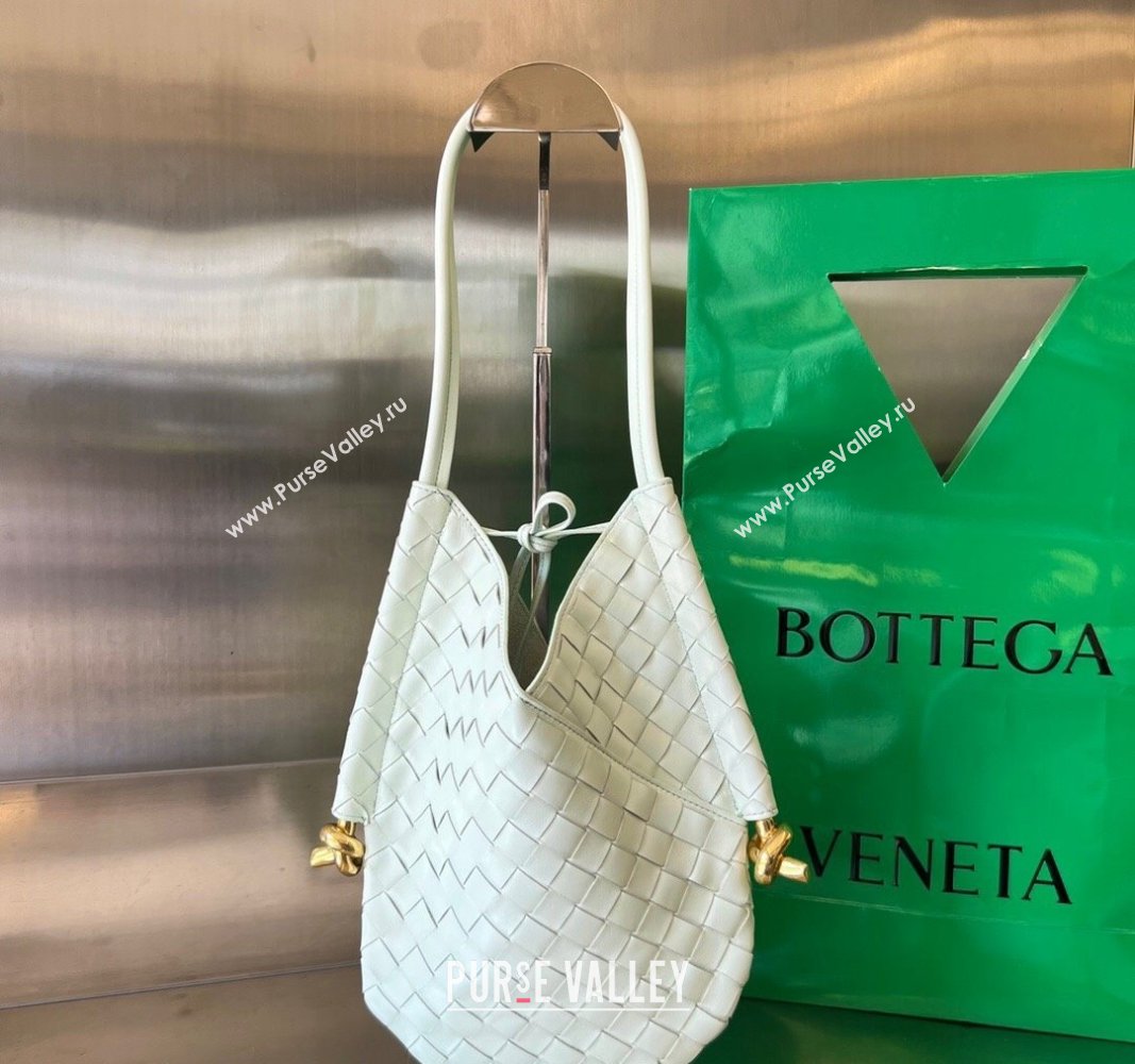 Bottega Veneta Small Solstice Shoulder Bag in Intrecciato Leather Glacier Blue 2024 740898 (WT-240712031)