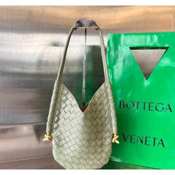 Bottega Veneta Small Solstice Shoulder Bag in Intrecciato Leather Travertine Green 2024 740898 (WT-240712032)