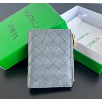 Bottega Veneta Intrecciato Leather Small Bi-Fold Wallet Thunder Grey 2024 742330 (WT-240712004)