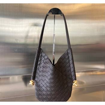 Bottega Veneta Small Solstice Shoulder Bag in Intrecciato Leather Dark Brown 2024 740898 (WT-240712033)