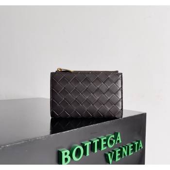 Bottega Veneta Medium Intrecciato Leather Bi-Fold Zip Wallet Fondant Brown 2024 667468 (WT-240712035)