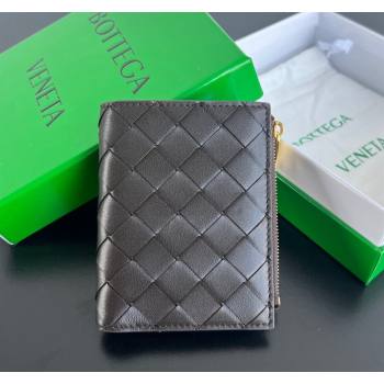 Bottega Veneta Intrecciato Leather Small Bi-Fold Wallet Fondant Brown 2024 742330 (WT-240712006)