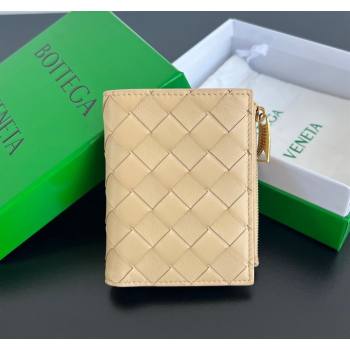Bottega Veneta Intrecciato Leather Small Bi-Fold Wallet Oat Beige 2024 742330 (WT-240712008)