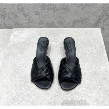 Bottega Veneta Blink Heel Slide Sandals 4.5cm in Intrecciato Leather Black 2024 (MD-240719070)