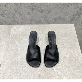 Bottega Veneta Blink Heel Slide Sandals 4.5cm in Shiny Lambskin Black 2024 (MD-240719073)