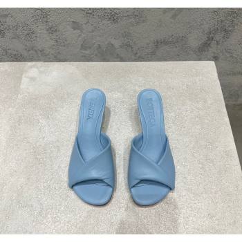 Bottega Veneta Blink Heel Slide Sandals 4.5cm in Shiny Lambskin Light Blue 2024 (MD-240719075)