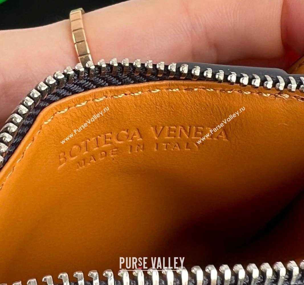 Bottega Veneta Zippered Card Case Wallet in Intrecciato Leather Grey/Brown 2024 755985 (WT-240802019)