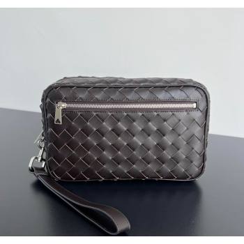 Bottega Veneta Mens Intrecciato Leather Pouch With Wristlet Fondant Brown 2024 777390 (WT-240802021)