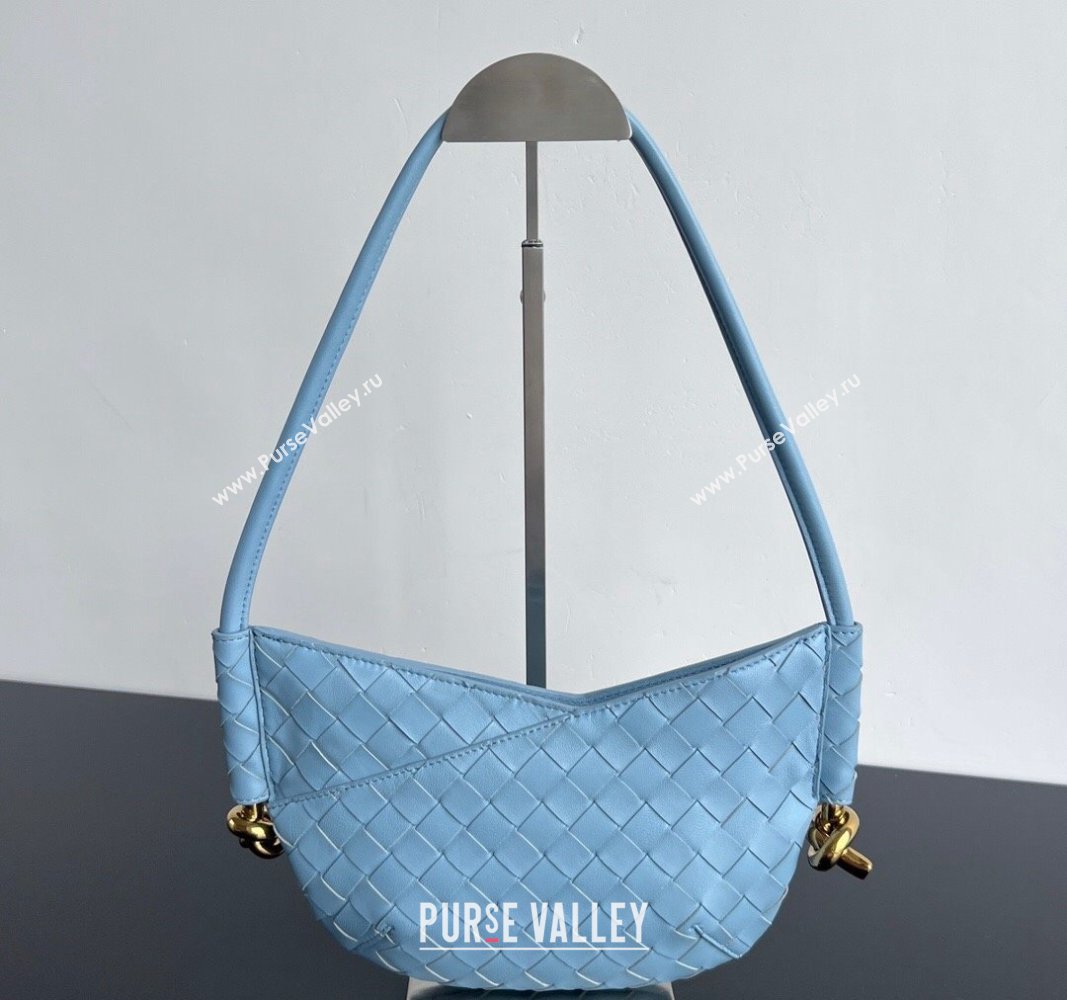 Bottega Veneta Mini Solstice Shoulder Bag in Intrecciato Leather Ice Blue 2024 796378 (WT-240826010)